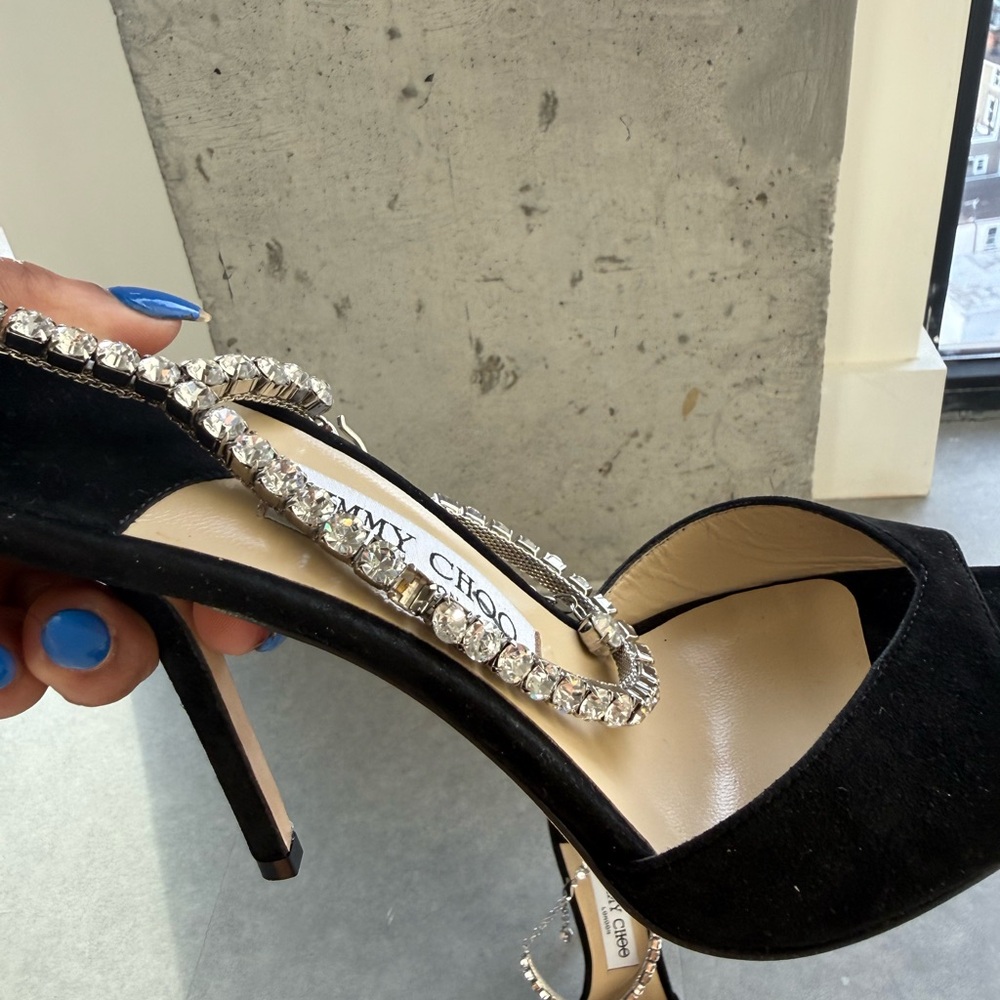 Jimmy Choo Suede Crystal Heels - Picture 5 of 6